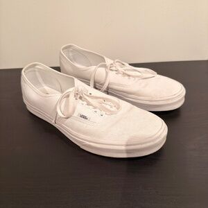 Vans Authentic Canvas Mens Size 12 White Athletic Skate Shoes Sneakers